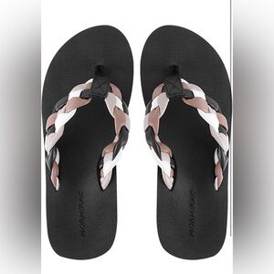 Womens Braid Comfortable Arch Support Flip Flops Soft Cushion Yoga Foam Beach, 8